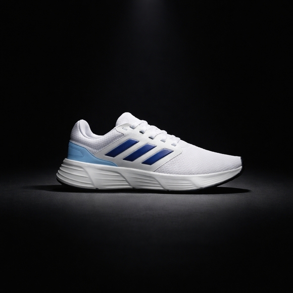 NIB Adidas Galaxy 6 Men's Running Shoes Size 10 White Blue Three Stripes - Picture 14 of 16